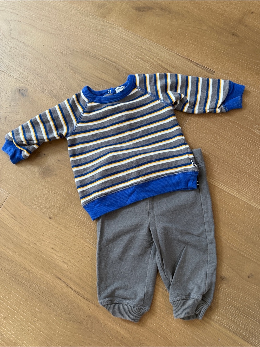 Splendid Blue Stripe & Gray Pants Kids Matching Set